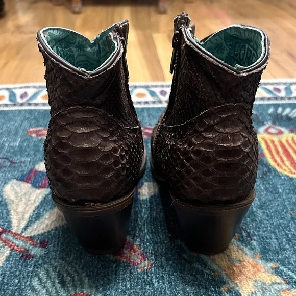 Corral Snakeskin Leather Pointed Cropped Ankle Western Cowgirl Cowboy Boots - Picture 5 of 8